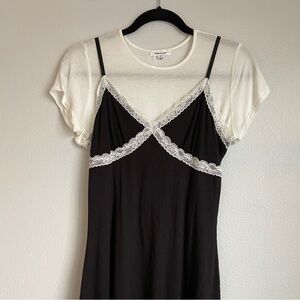 Black Lace Trim Slip Dress & Top